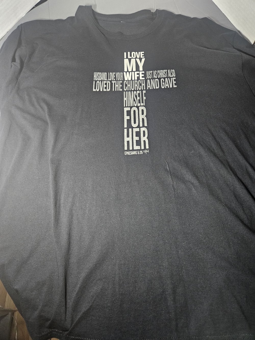 Men's Black Faith Graphic T‑Shirt - I Love My Wife Cross Design